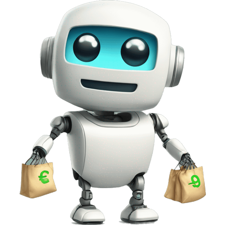 Cute robot with money bags emoji