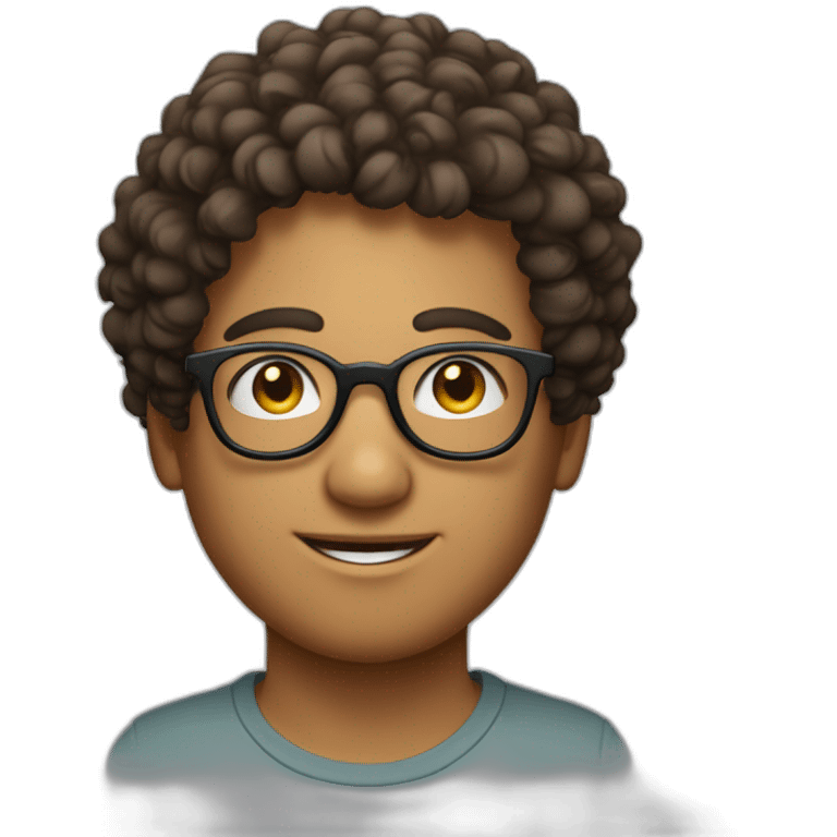 jeune homme avec les cheveux bouclée et des lunettes rondes emoji