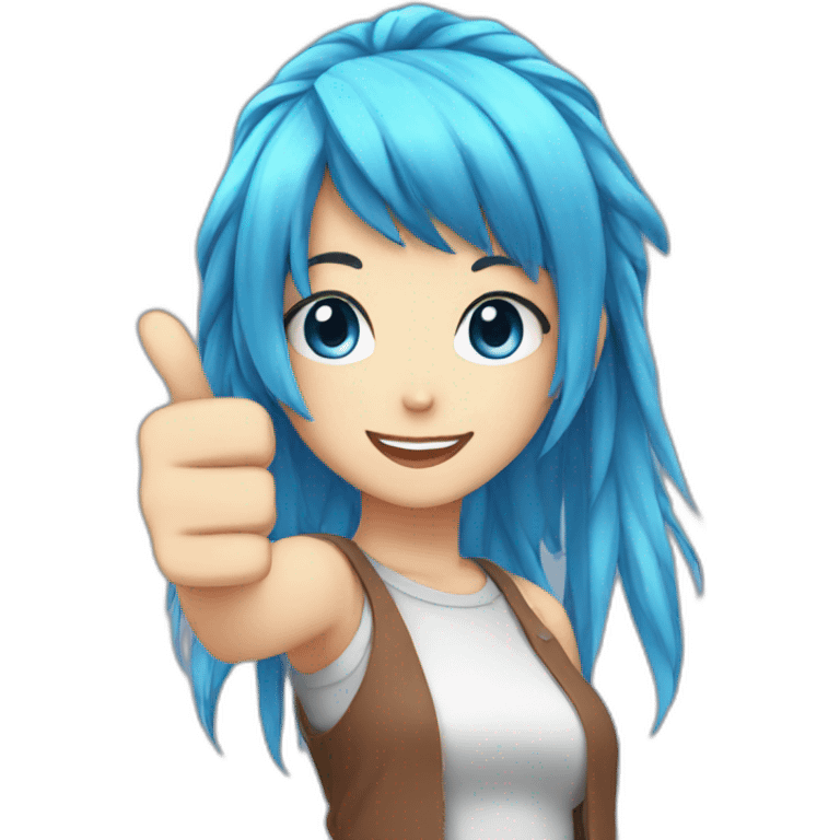 anime girl thumb up blue hair emoji