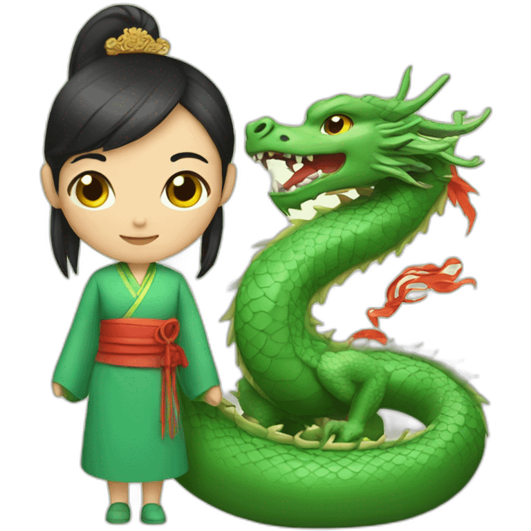 Chinese woman with dragon emoji