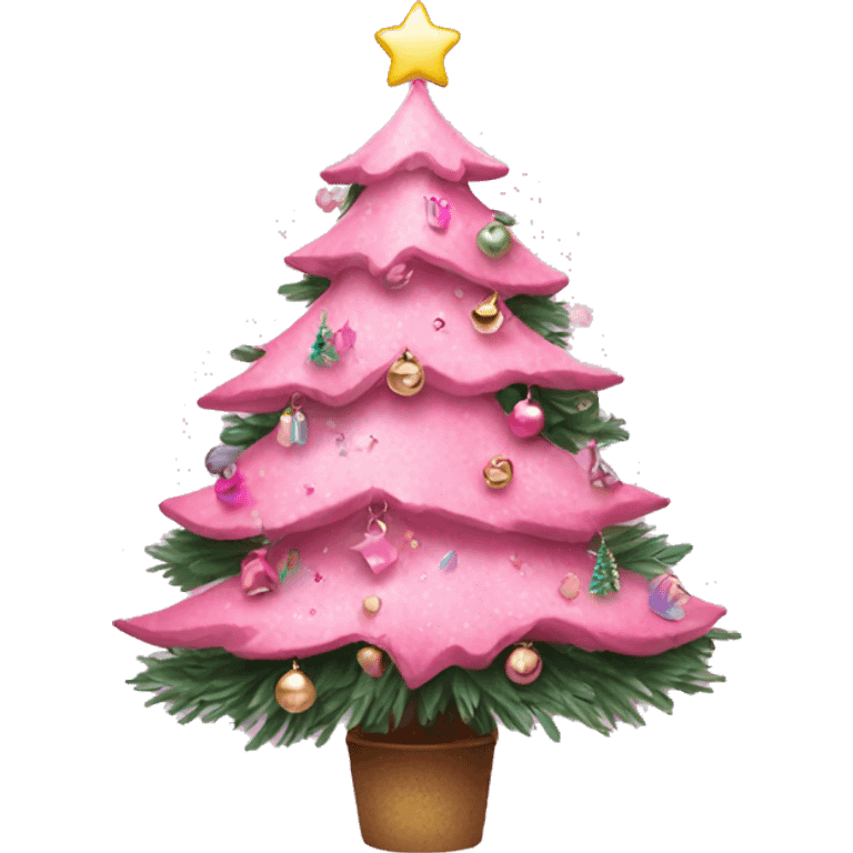 Pink Christmas tree with decorations aesthetic  emoji