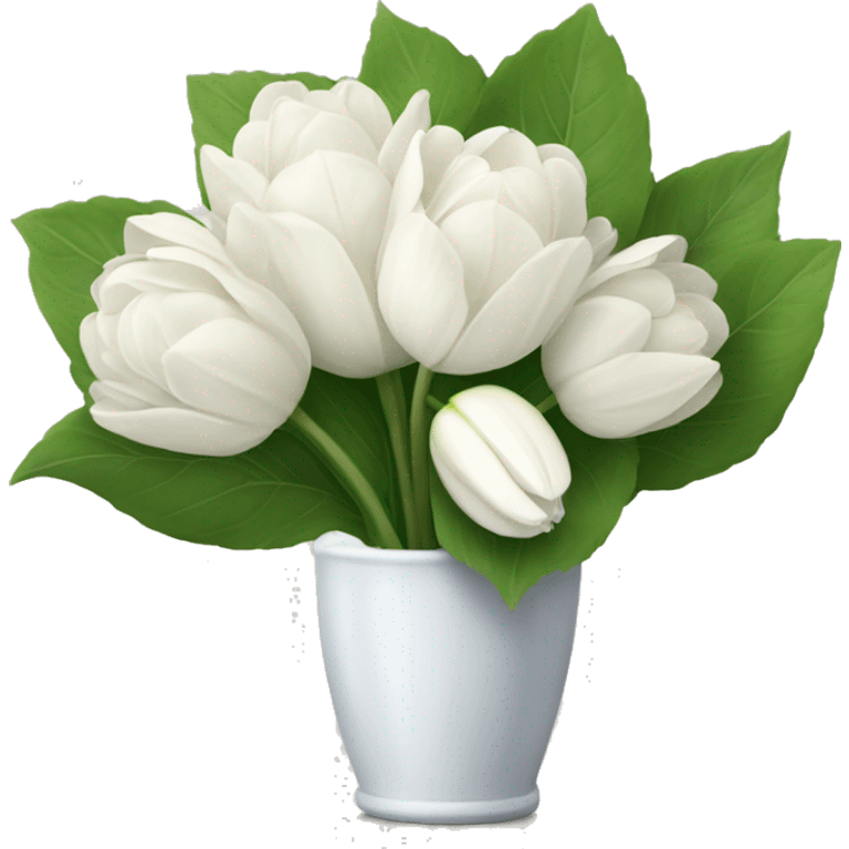 White hydrangea and white tulip bouquet emoji