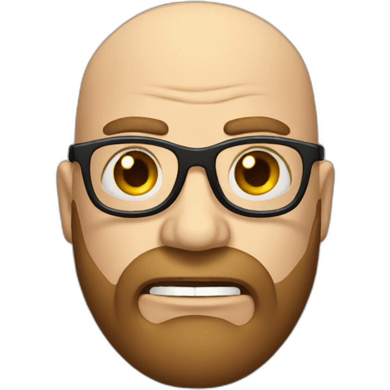 Angry Bald with long beard and glasses emoji