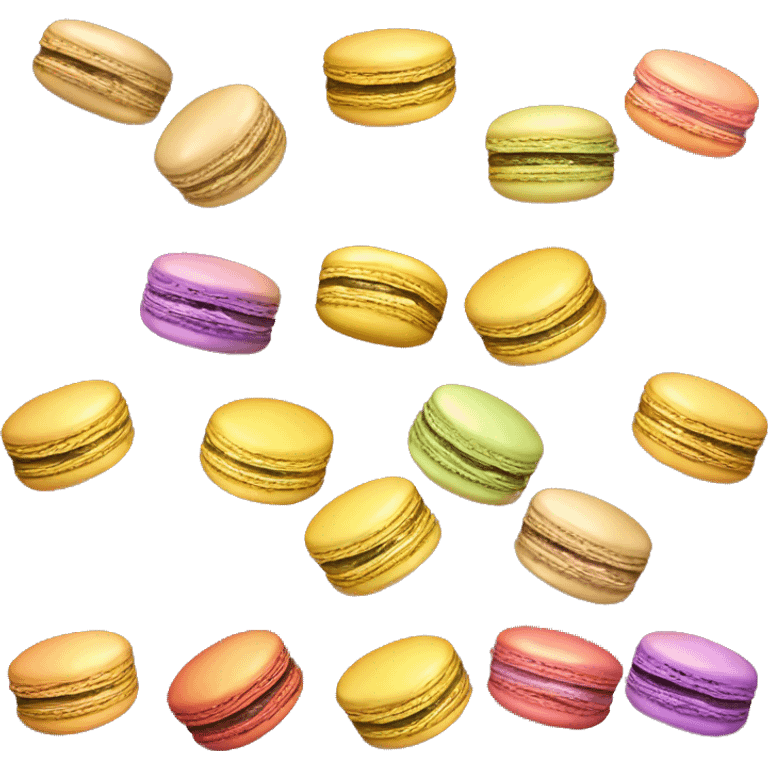 Realistic metallic gold macaroon with gradient colorful filling  emoji