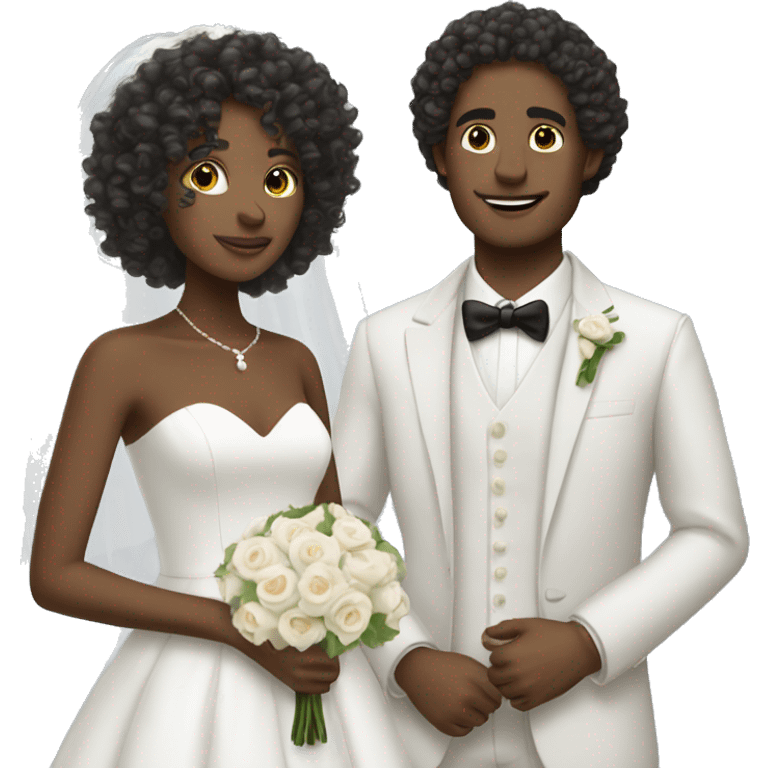 two people getting married curly hair  skin emoji