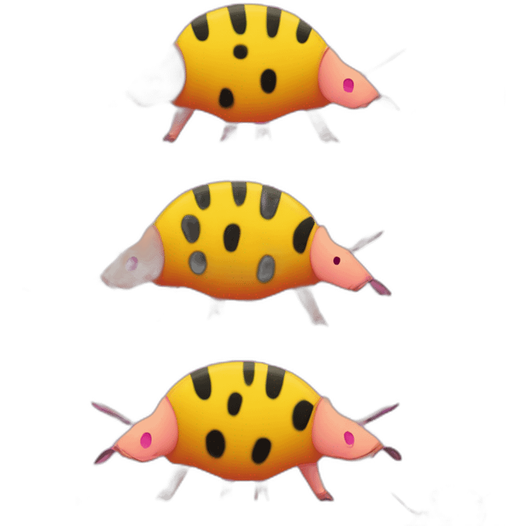 Magenta pig armadillo cow centipede insect with yellow and black spots gradient mottled emoji