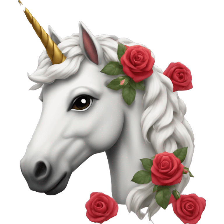 Realistic unicorn with roses in its mane emoji