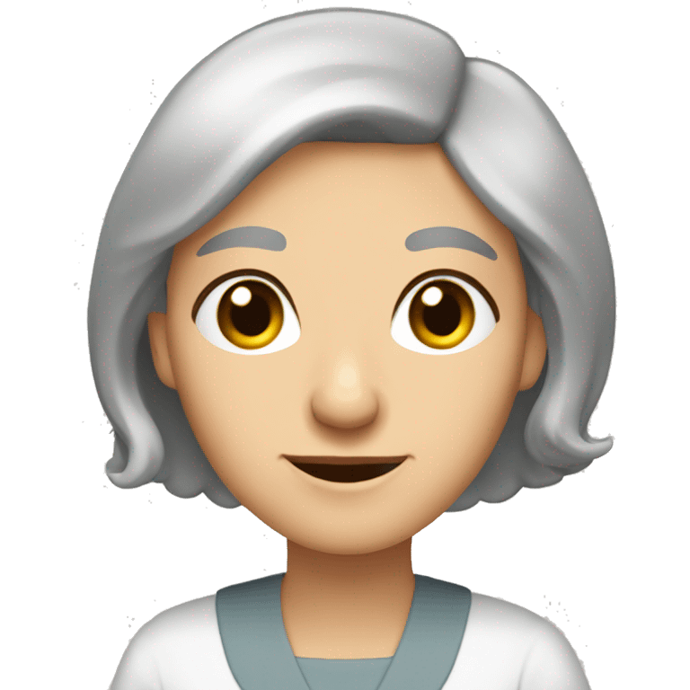 Old woman straight silver bob brown eyes hexagon g emoji