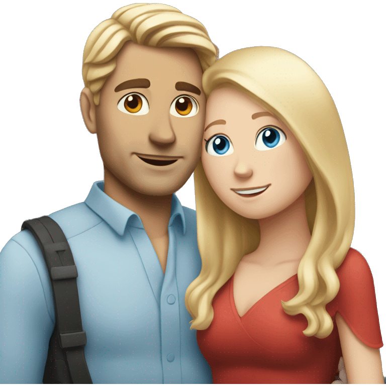 White Man with long hair and blue eyes hugging a white red hair woman emoji