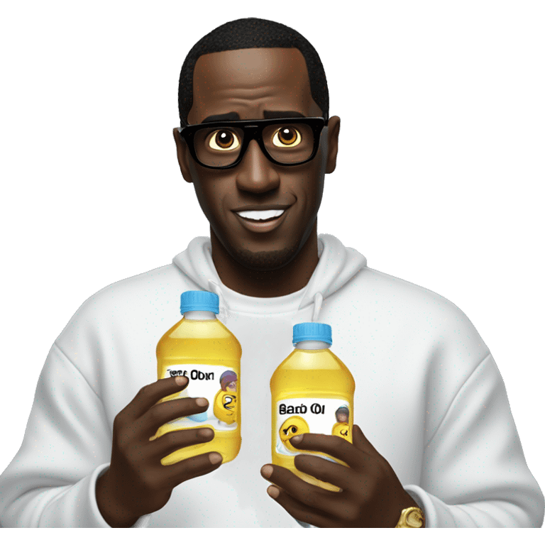 Sean Diddy Combs holding bottles of baby oil emoji