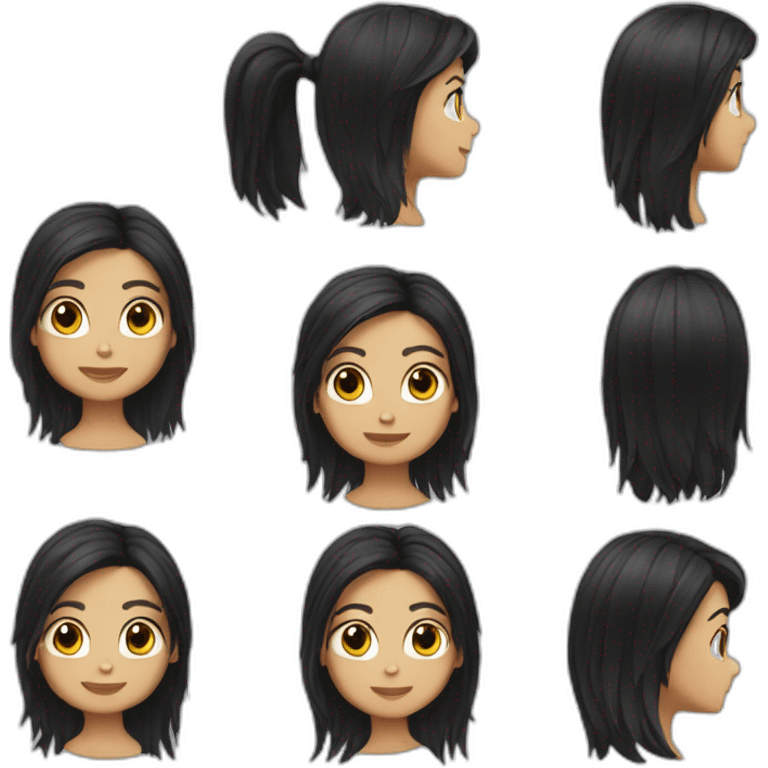 darlie black mullet hair girl emoji