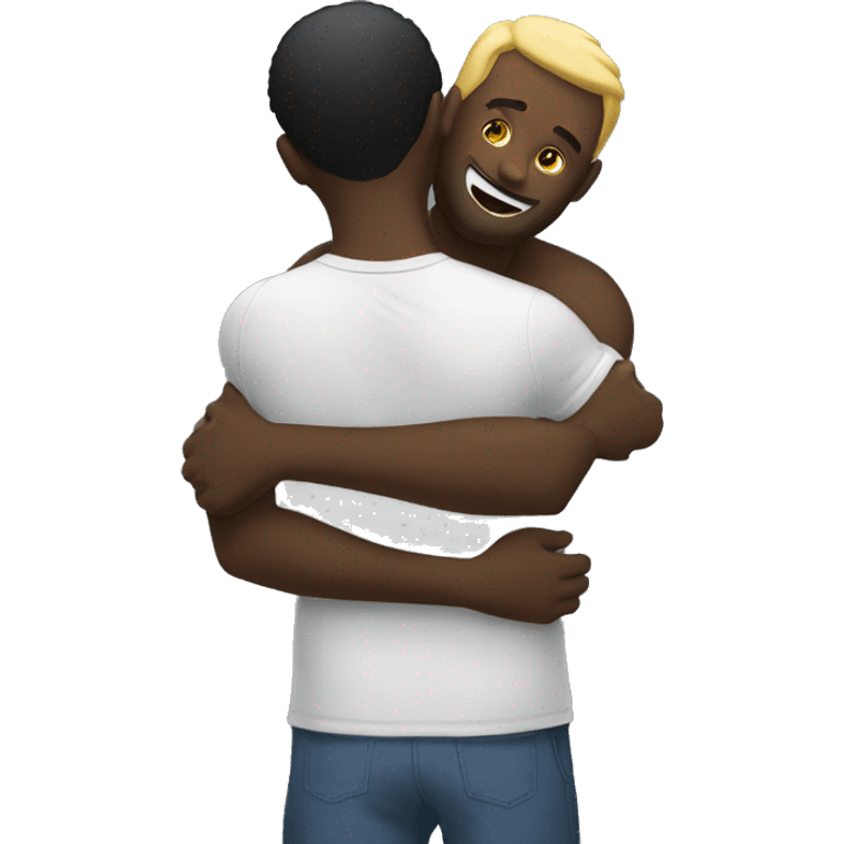 White guy hug a black guy emoji