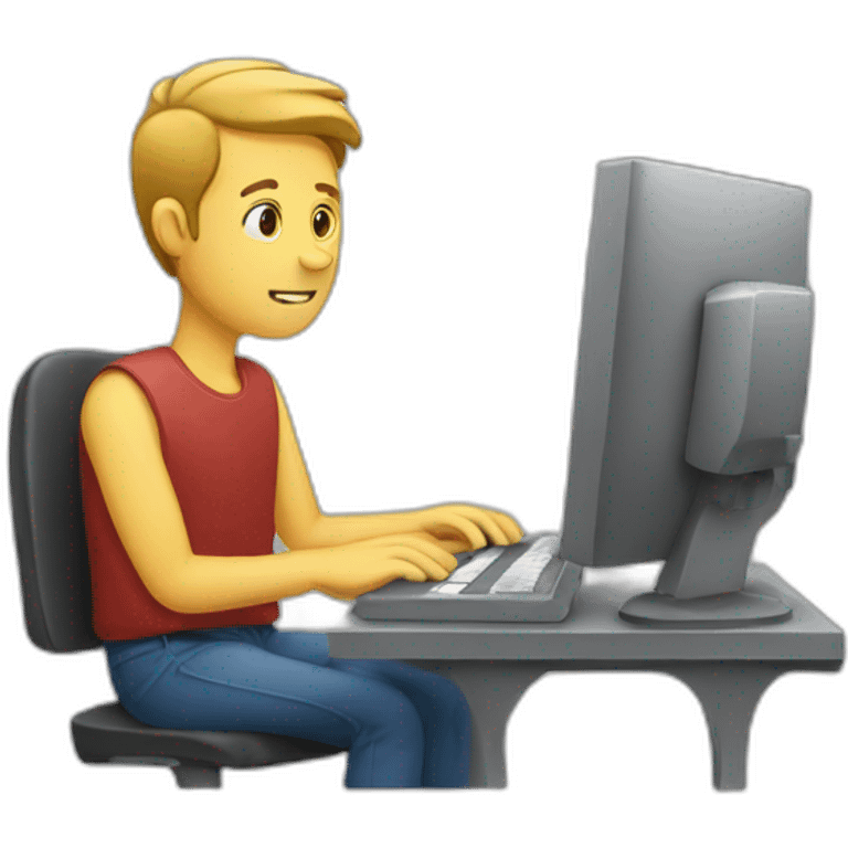 man typing on computer emoji