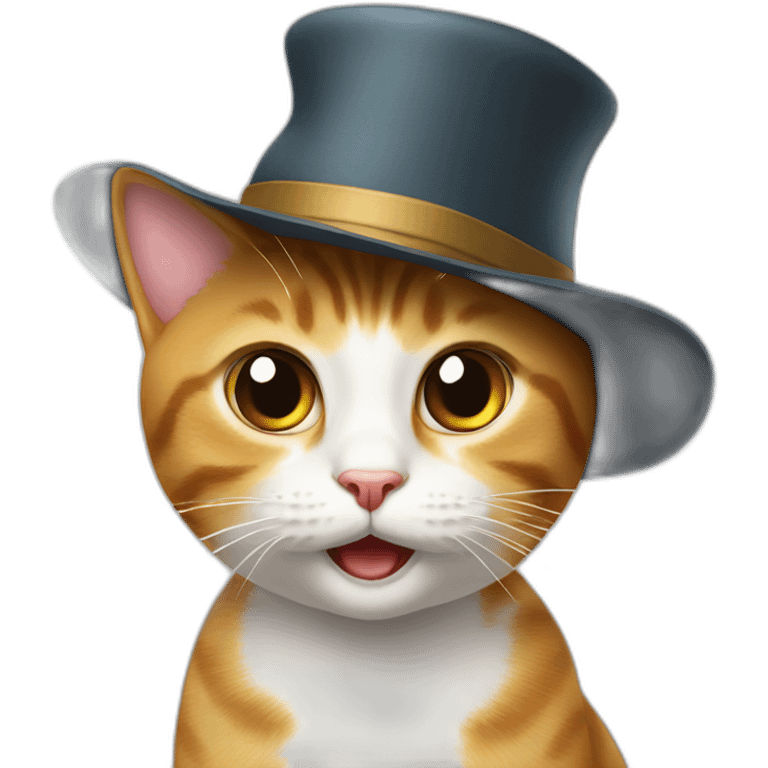 Surprised cat with a hat emoji