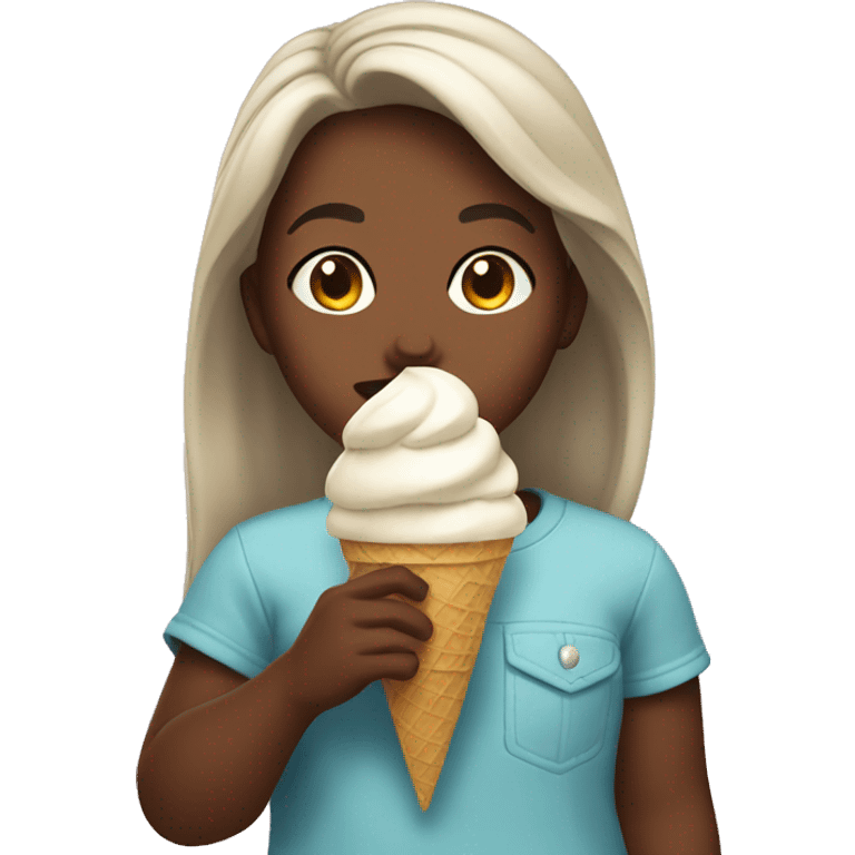 Girl eats ice cream emoji