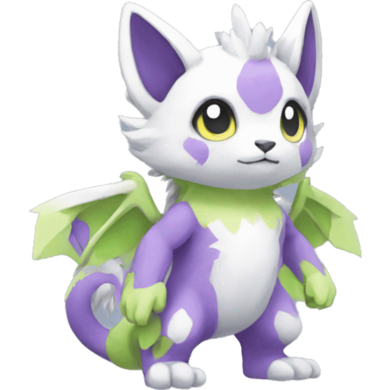 Cute cool purple white lime-green animal hybrid Fakemon full body emoji