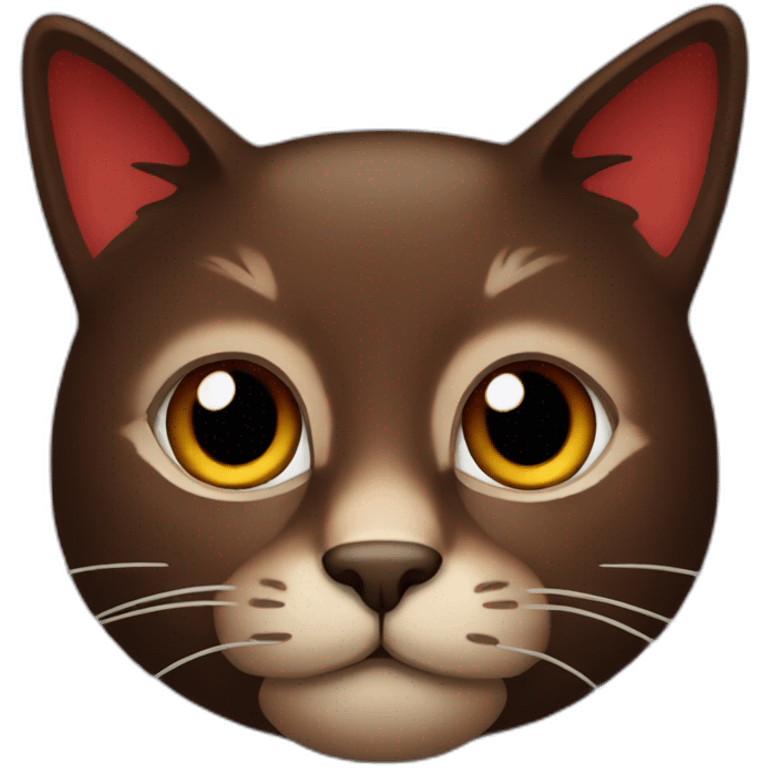 Dark brown and red cat face  emoji