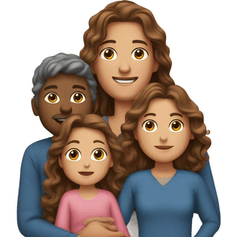 long brown wavy hair girlWith husband and two baby boys emoji