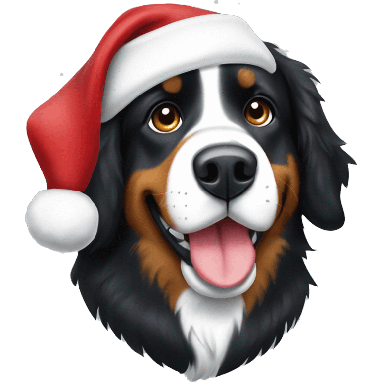  Bernese Mountain dog with a Santa hat emoji