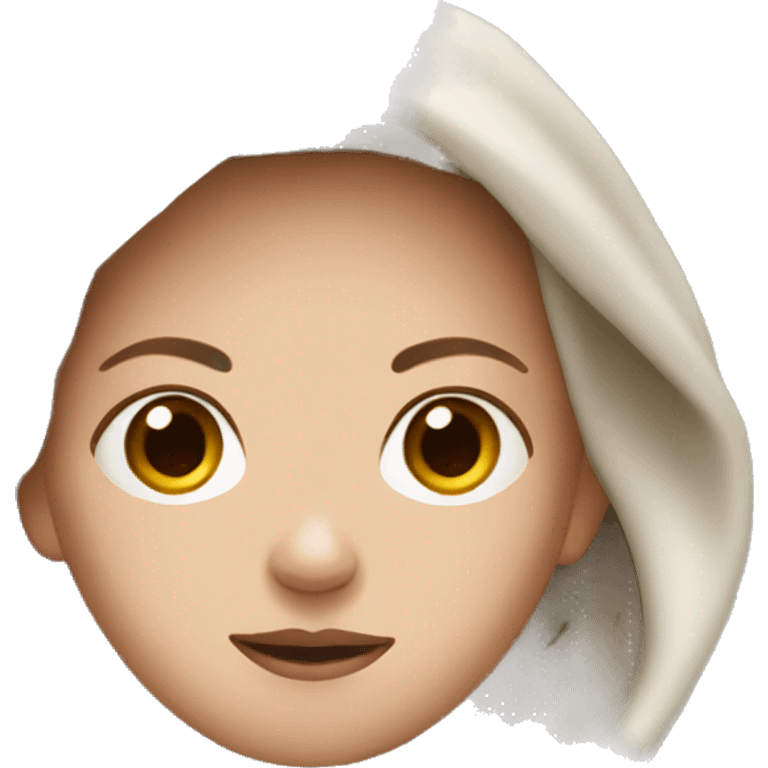 white woman with cold face and blanket emoji