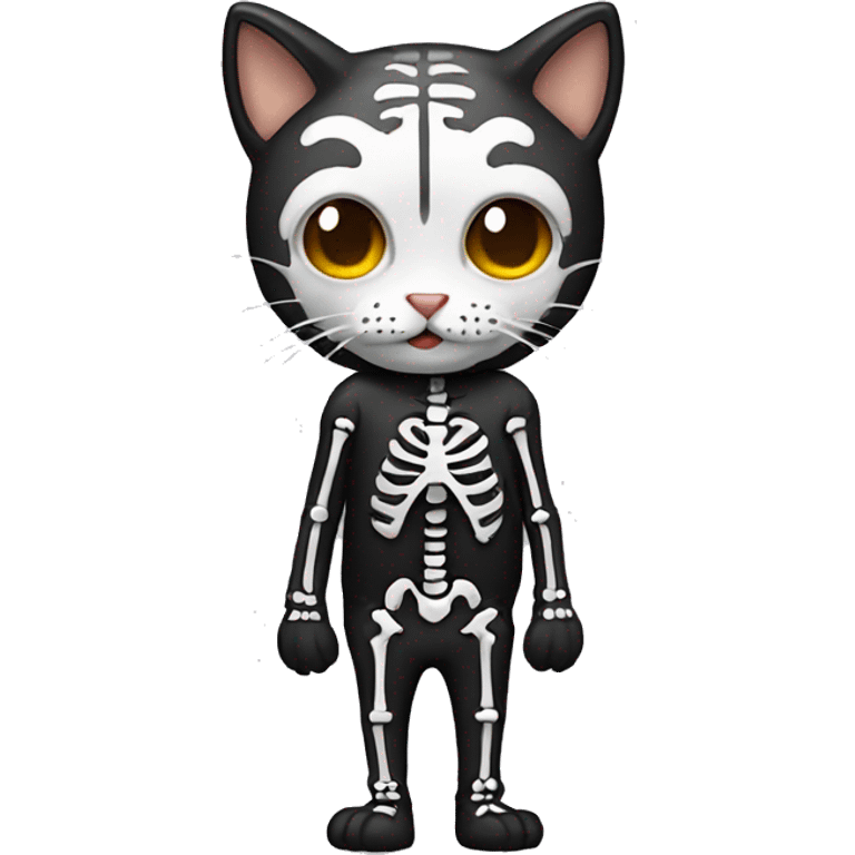 cat wearing a skeleton suit emoji