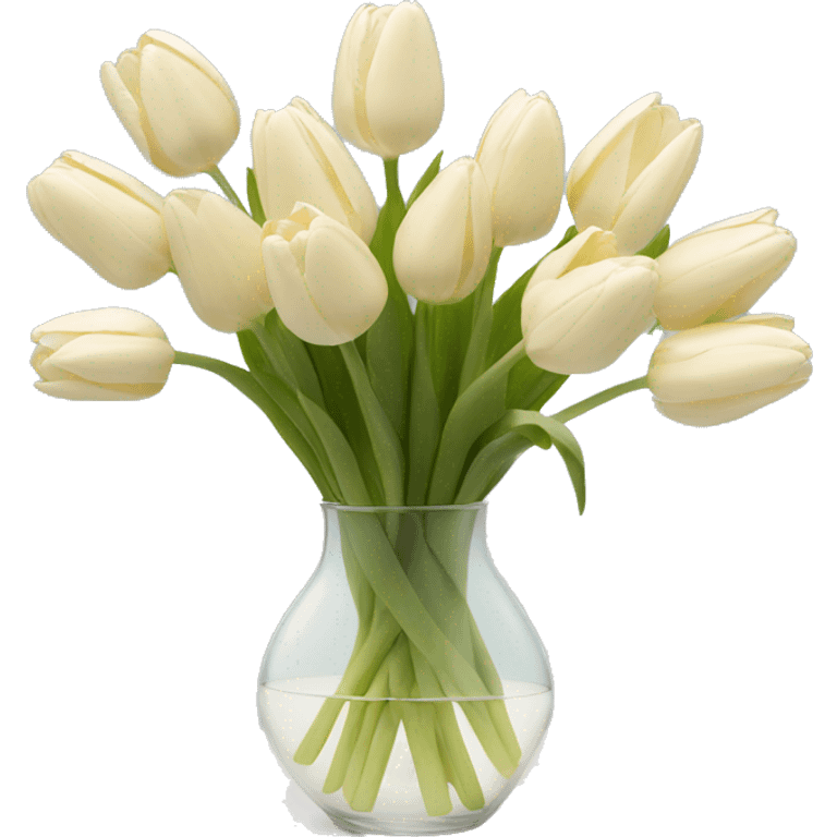 Cream colored tulips in a clear vase emoji