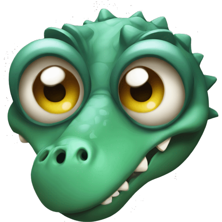 Create a dinosaur with a lazy eye and problems paying attention emoji