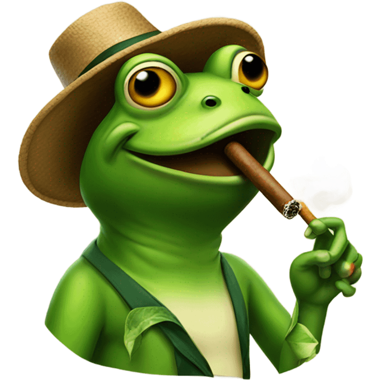 A frog smoking a cigar emoji