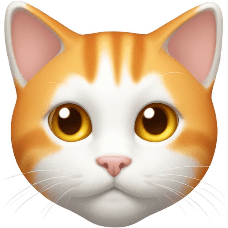 make me entire body white orange cat with cute shiny eyes,  from half side perspective emoji