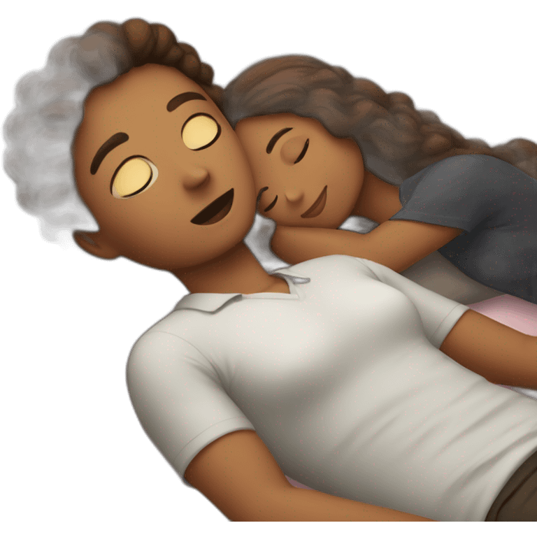 Woman laying down next to man emoji