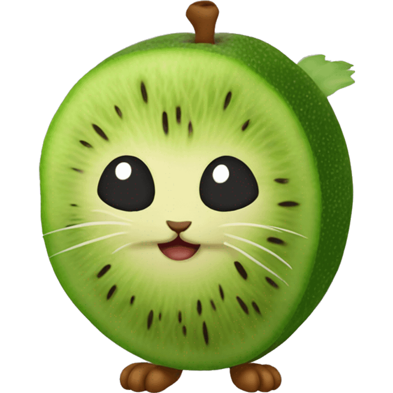 Kiwi fruit shaped as a kitten emoji