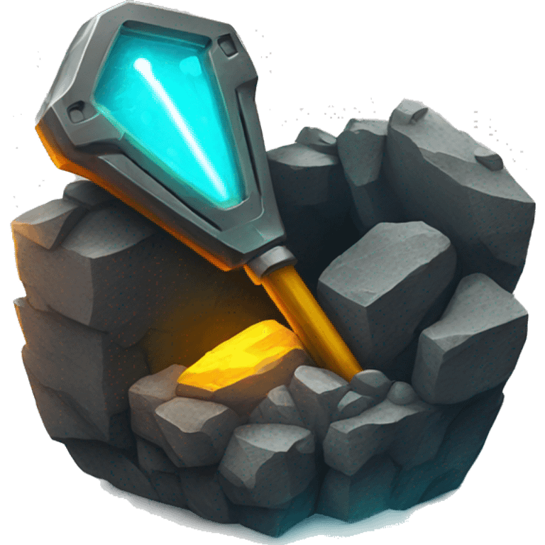 mining pick with glowing neon elements emoji