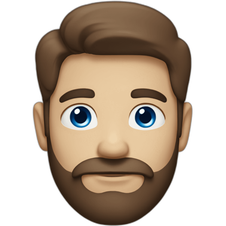 A Man with blue eyes, brown hair, a Beard, and a cloud in front of his face emoji