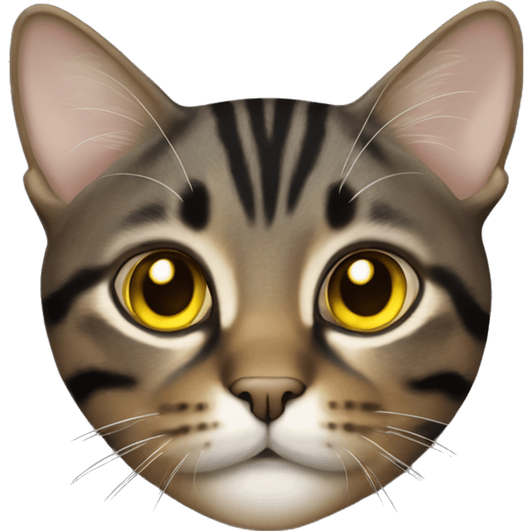 Black and brown tabby cat with cute yellow eyes full body emoji