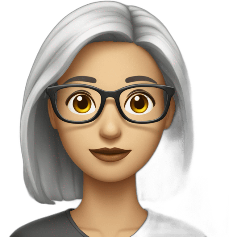 Profesora pelo gris y gafas r9sas emoji