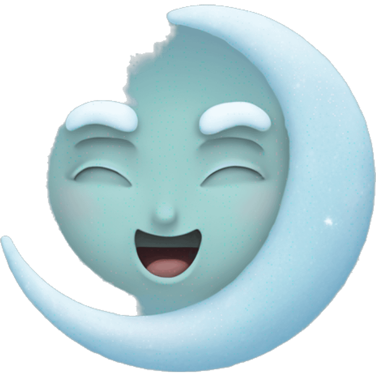 Frozen Crescent moon with face  emoji