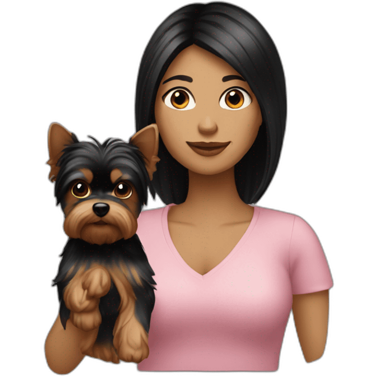 Women-with-black-hair-with-yorkie-on-hand emoji