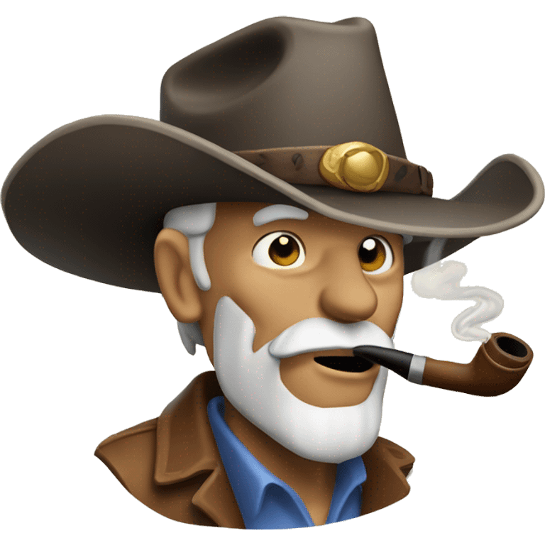 old man cowboy hat smoking pipe emoji