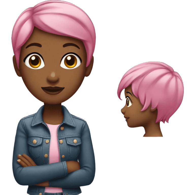 A black girl with a pink pixie cut   emoji