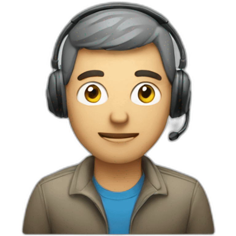 man at computer with a headset emoji