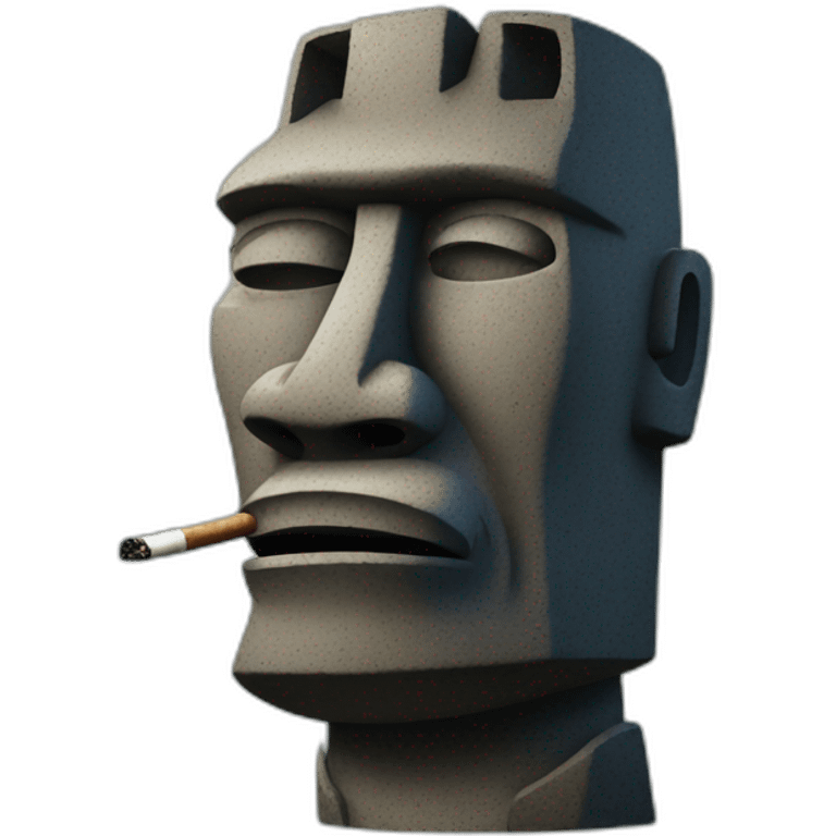 a moai head smoking emoji