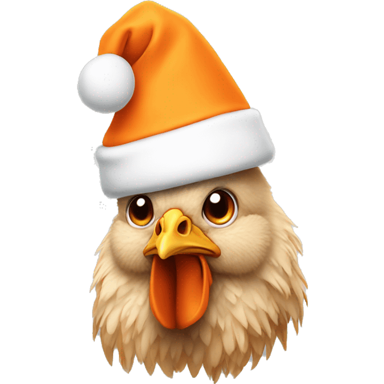 chicken with orange santa hat emoji