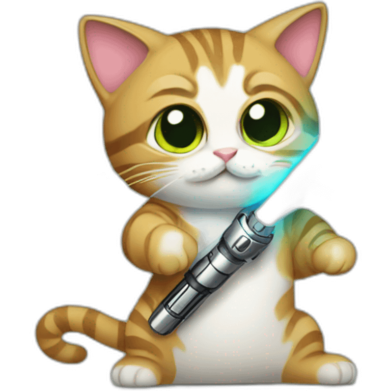 Cat holding lightsaber emoji