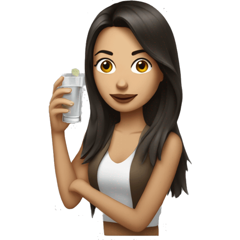 brunette drinking a shot of vodka emoji