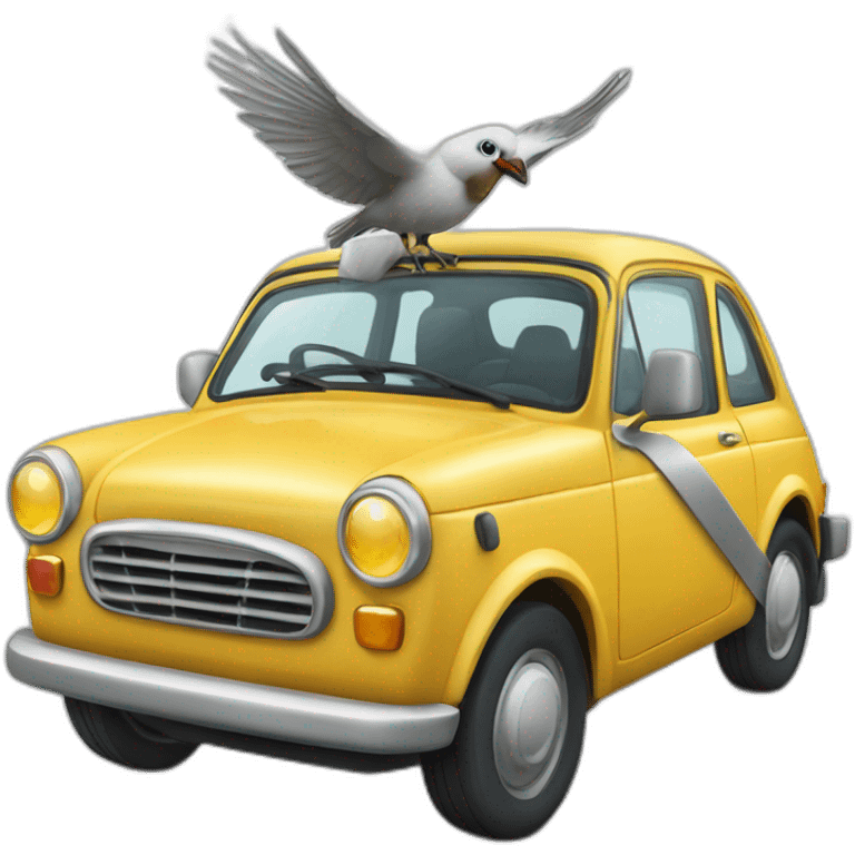 Oiseau sur une voiture emoji