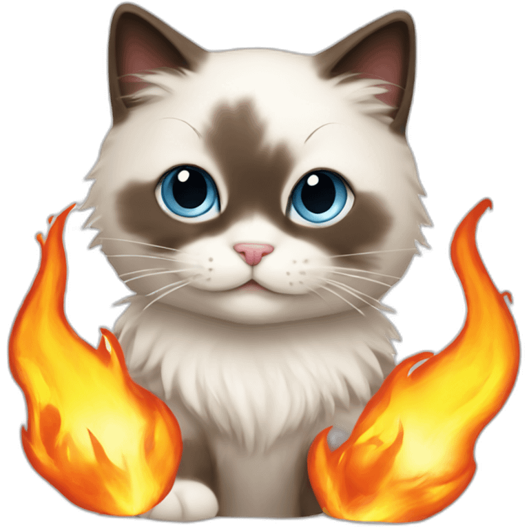 ragdoll cat playing with fire emoji