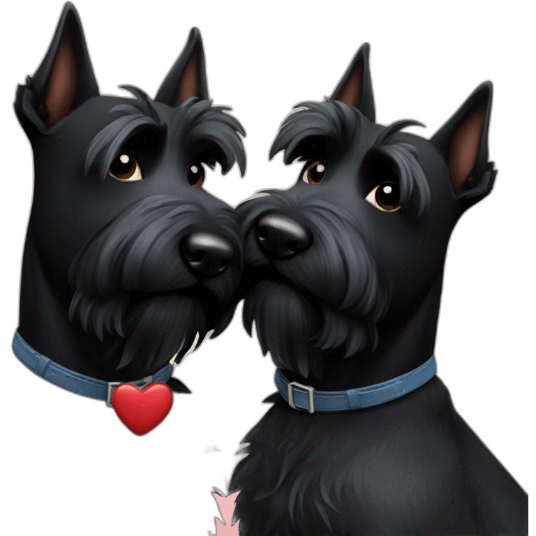 Two black Scottish terrier kissing emoji