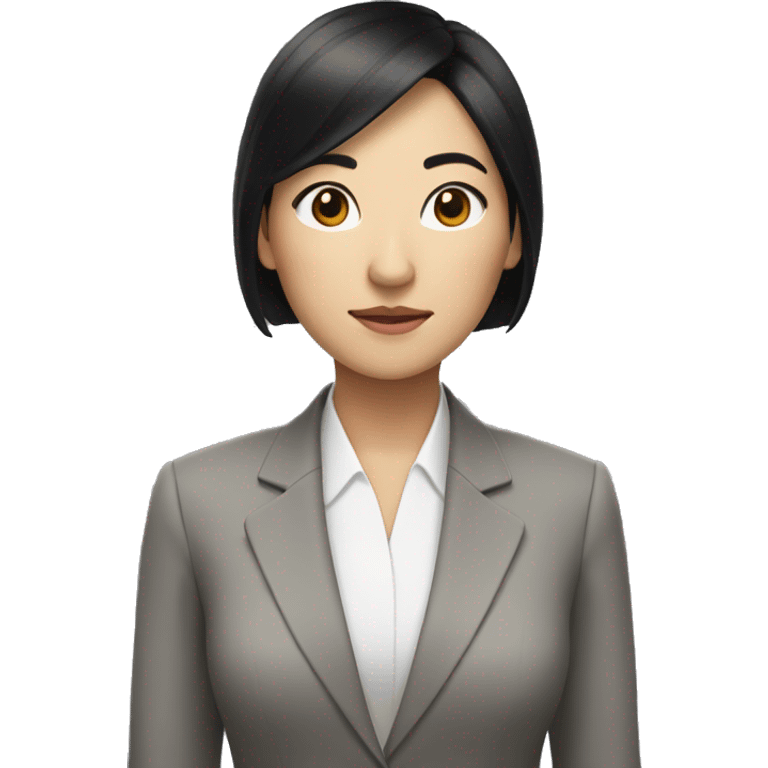 an Asian woman with black hair, suit, PC emoji