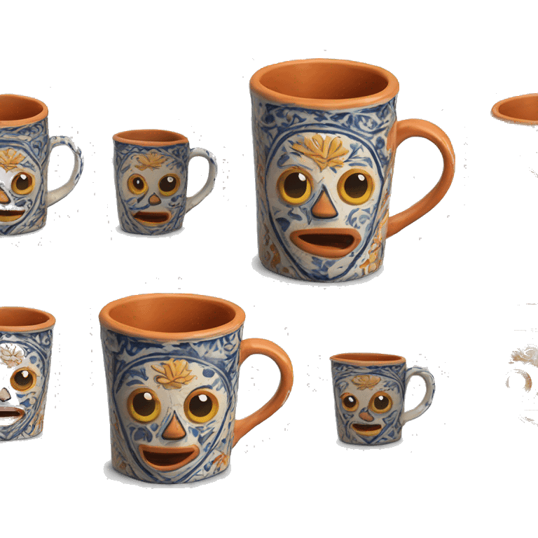 Realistic clay talavera mug isolated.  emoji