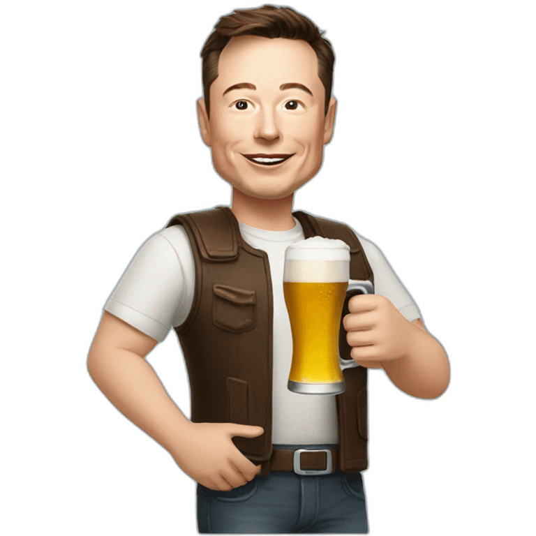 Elon musk holding a beer emoji